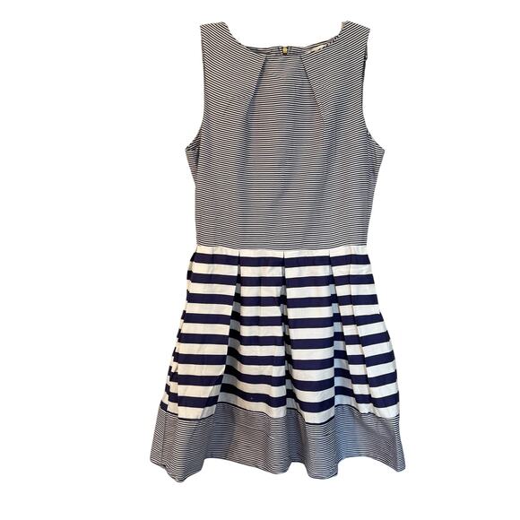 Closet London Blue and‎ White Breton Stripe A-Line Dress UK 10/US6 Preppy Twee - Picture 1 of 16
